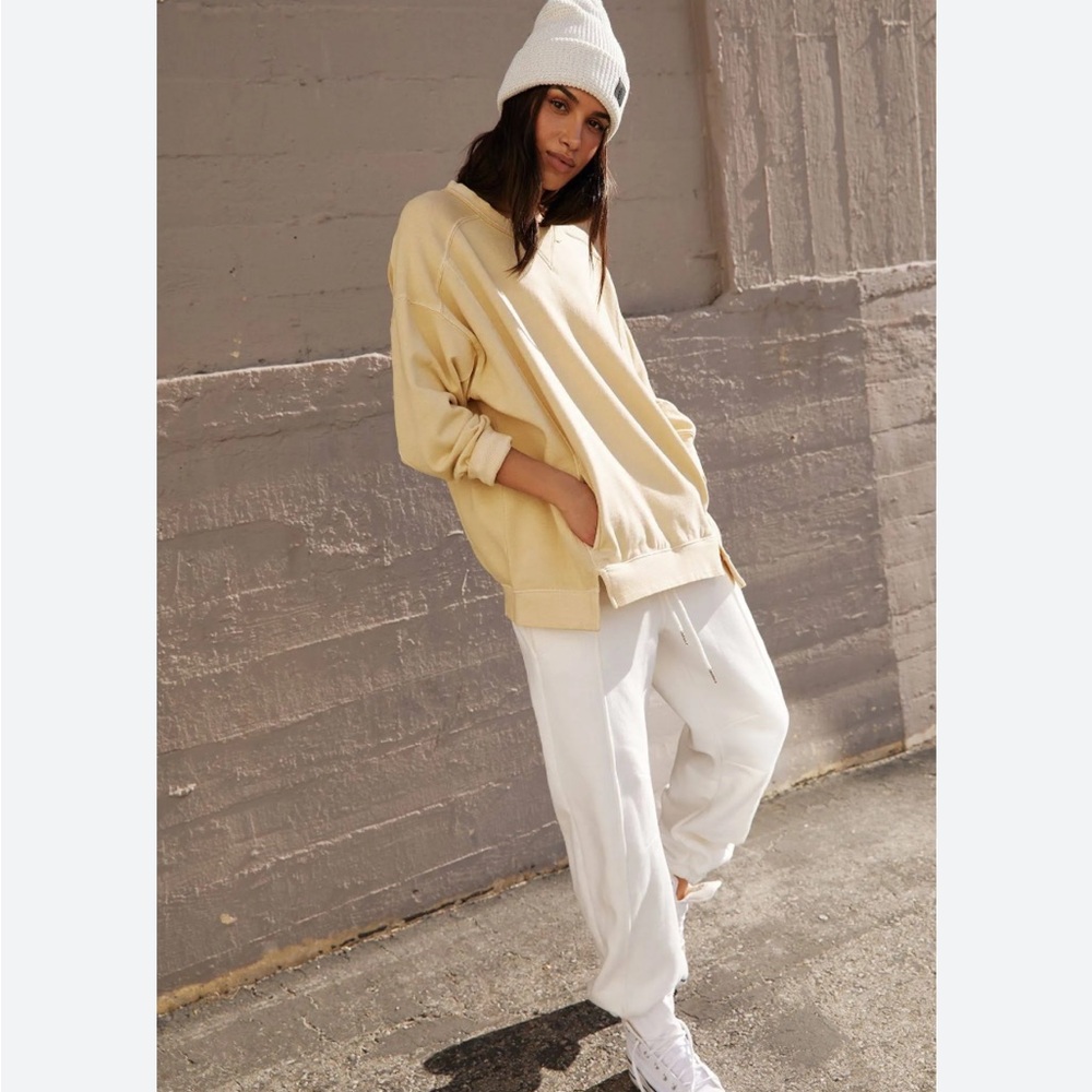Free People Oversized Yellow Pullover Sweatshirt